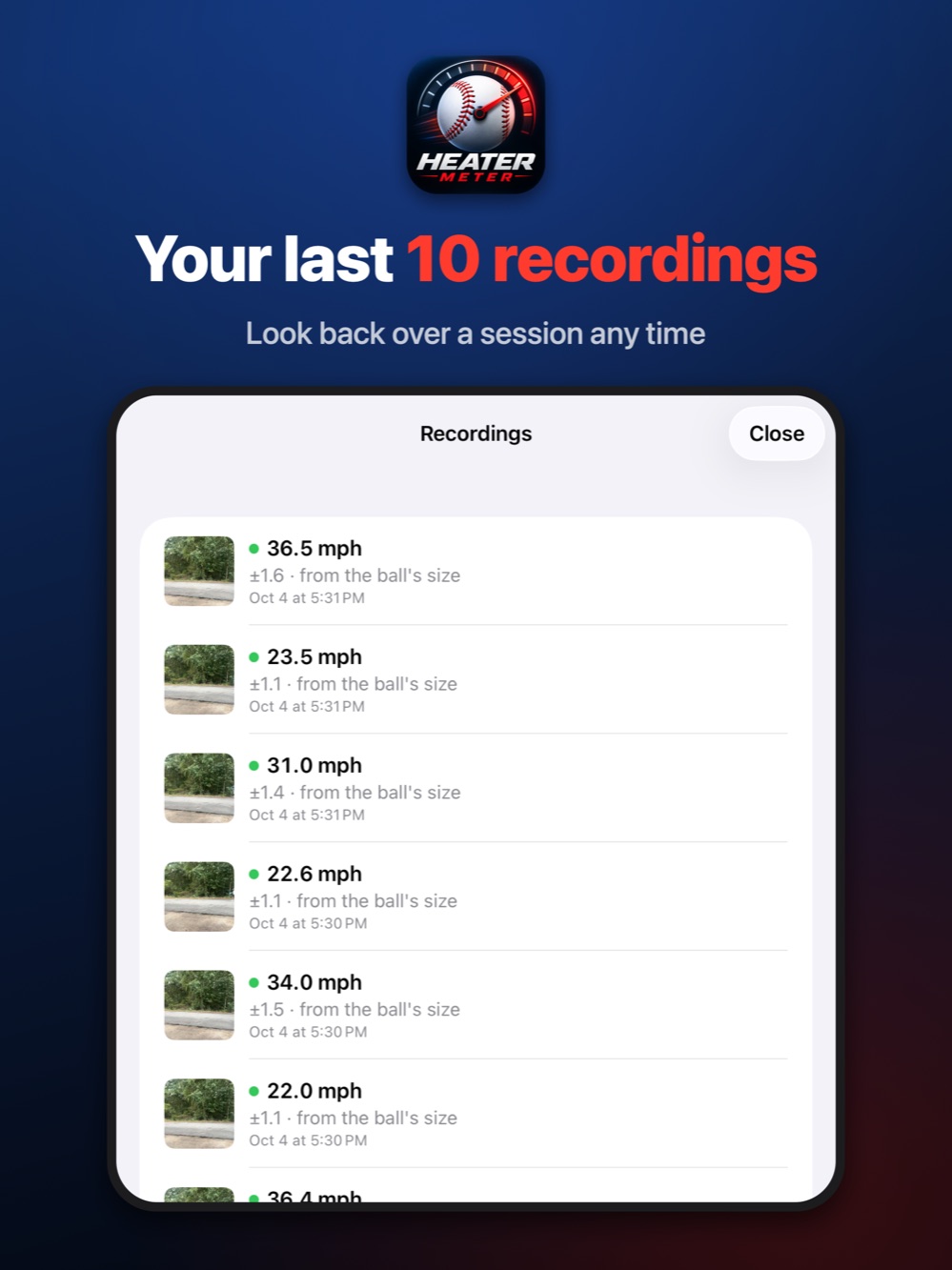 Heater Meter on iPad: your last 10 recordings